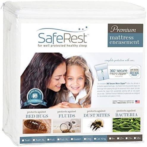 mattress encasement package displaying information about the product