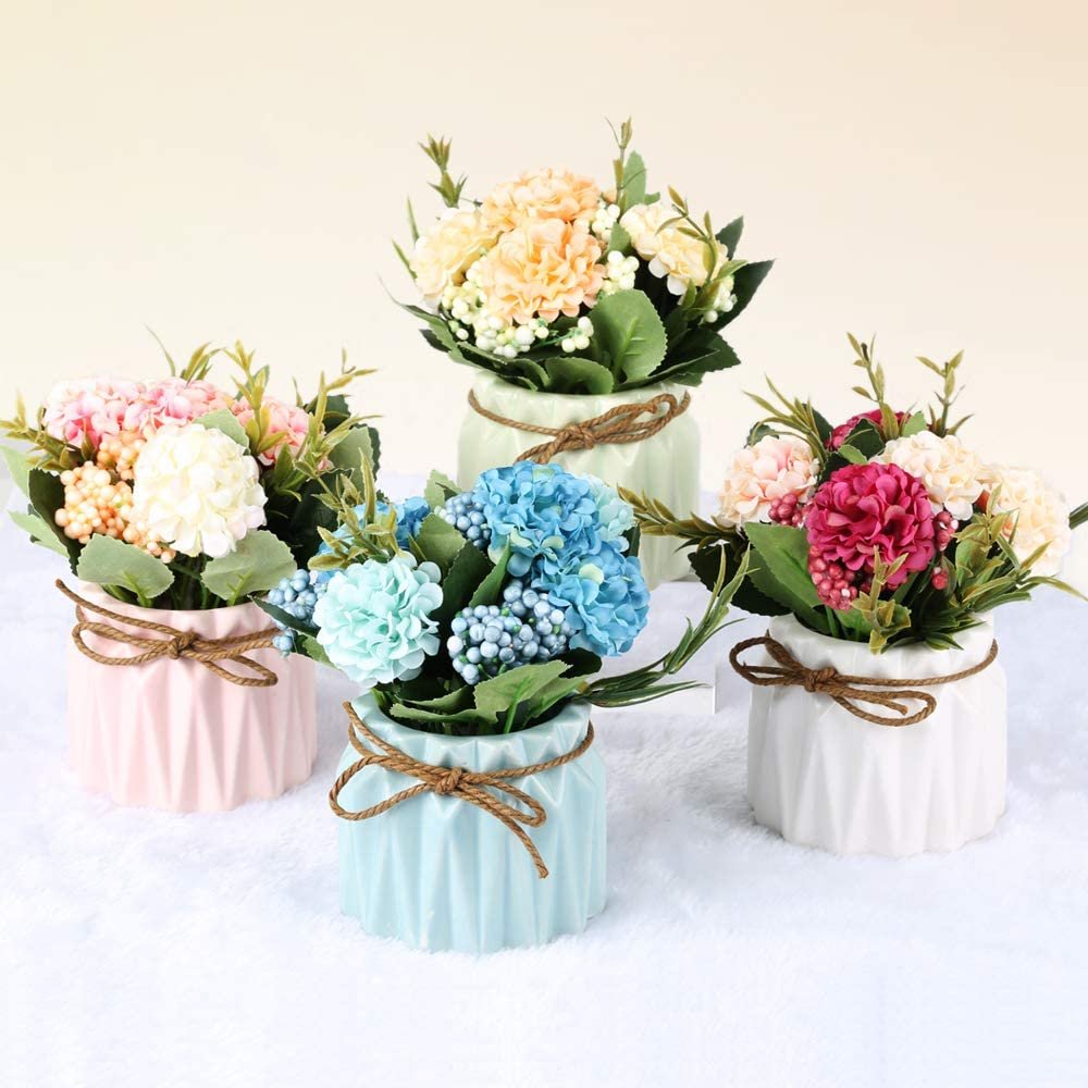 Fake-Hydrangea-Plant-in-Ceramic-Pot