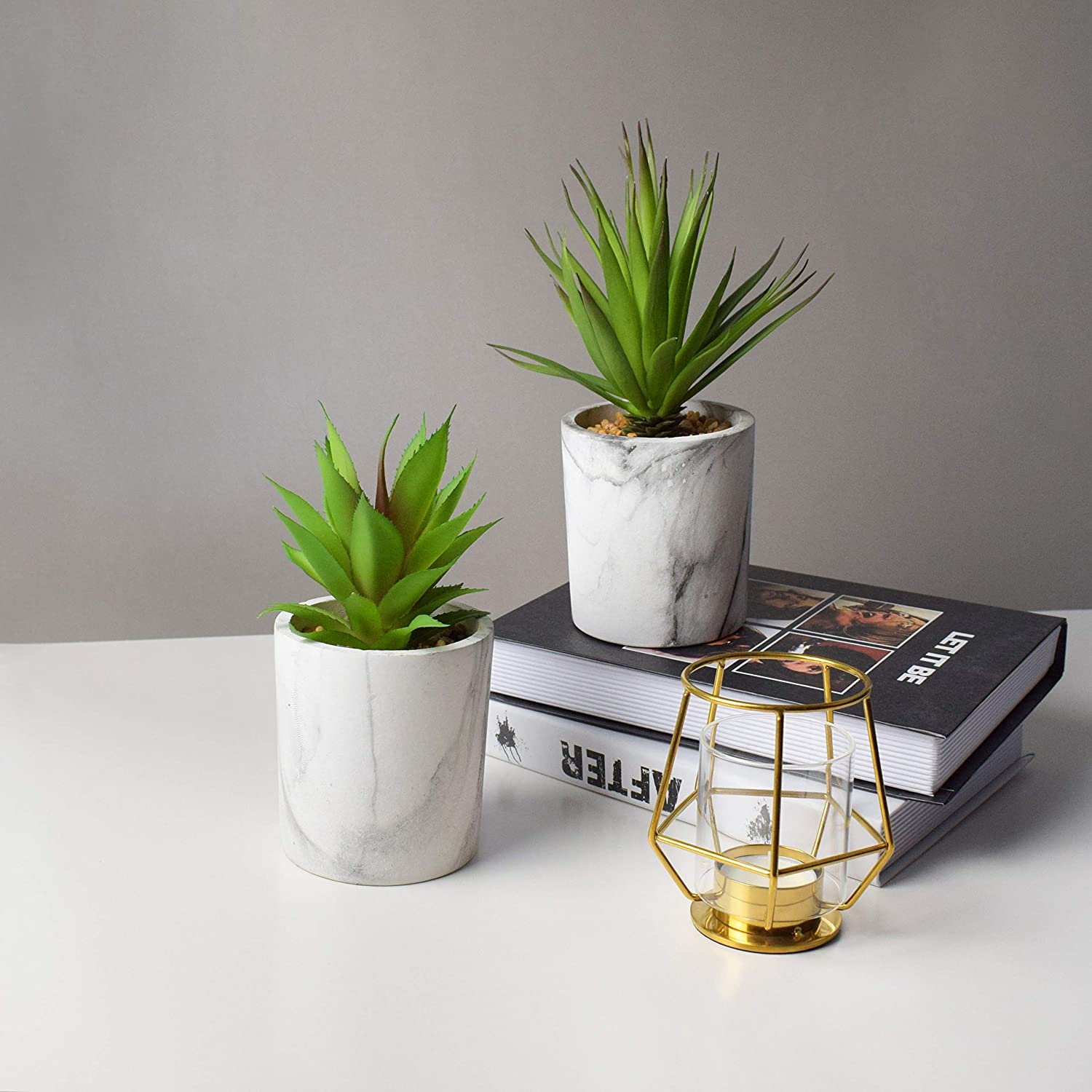 Faux-Greenery-in-cement-pot
