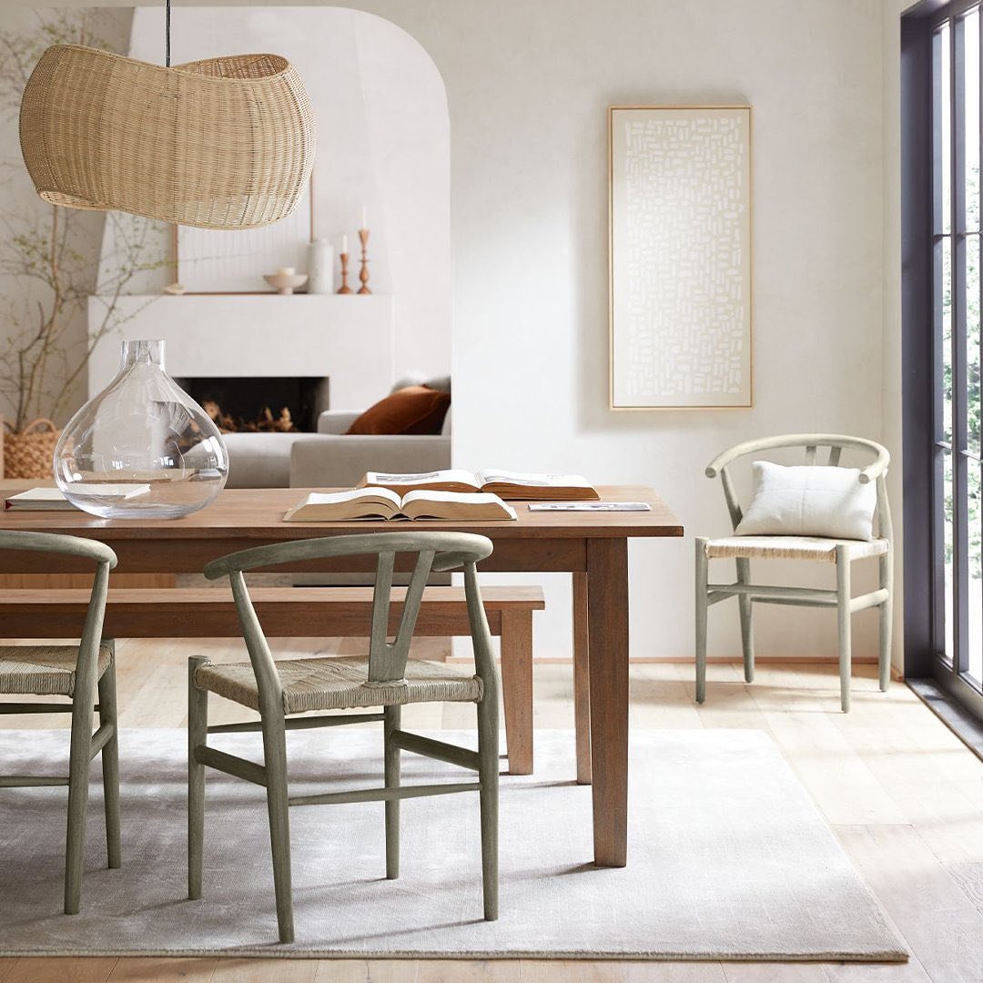 a wicker lamp is visually attractive and can easily become the focal point in an over-the-dining-table lighting fixture.