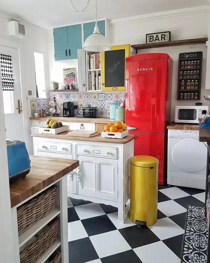 colorful funky kitchen can be fun to design as it allows for a lot of freedom to choose bold colors and patterns.